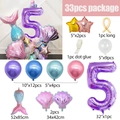 Mermaid party decoration set with purple number 5 balloon and 33pcs balloon arch kit - Mermaid Number 5 Style