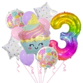 Rainbow number 3 birthday balloon set with cupcake foil balloons for kids party - Jelly Number Set 3