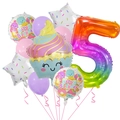 5th birthday party balloon set with ice cream foil cupcake and rainbow number 5 balloon - Jelly Number Set 5