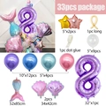 33pcs mermaid theme balloon set with purple number 8 foil balloon for girls birthday - Mermaid Number 8 Style
