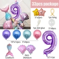 33pcs Mermaid 9th birthday balloon kit with purple shells and gradient number nine - Mermaid Number 9 Style