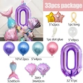 33-piece mermaid party balloon set featuring purple number 0 and shell balloons - Mermaid Number 0 Style