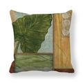 Federa in lino con foglia tropicale verde e motivo geometrico a conchiglia nautilus - Taglia unica / Motivo Nautilus (Ym060-1)