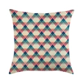 Federa in lino con motivo geometrico a rombi in blu scuro e rosa vintage - Stile Rombo Geometrico Incrociato Blu Rosa Crema (16)