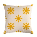 Detailed texture of square linen pillowcase with yellow sun pattern on beige fabric - 18x18 Inch / Beige Sun Pattern (3) / Beige