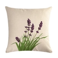 Housse de coussin en lin avec imprimé lavande violette et style rustique épuré - 45x45cm / Motif Floral de Lavande Élégant (4)