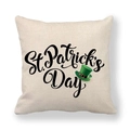 Funda de cojín de lino cuadrada St. Patrick's Day con motivo de sombrero verde y texto - Estilo de Tema de Sombrero Verde (4)