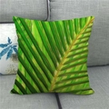 Housse de coussin carrée en lin avec imprimés tropicaux de feuilles de palmier et monstera - Texture de Palmier Vert Frais (7) / 45x45cm(Housse uniquement)