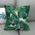 Close-up of Monstera leaf print on natural linen pillowcase texture for grey sofas - Mixed Plant Style (16)