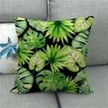 Detailed view of tropical monstera leaf patterns on a black linen throw pillow case - Black Compound Leaf Style (14)
