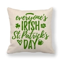 Linen St. Patrick's Day pillow cover with green clover print and Irish theme - Heart and Beer Mug Style (7)