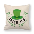Linen St. Patrick's Day pillow cover with green hat and IRISH-ISH text print - Irish-ish Lettering Style (10)