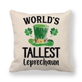 St. Patrick's Day linen cushion cover featuring green leprechaun hat and clover pattern - Leprechaun Hat Pattern Style (11)