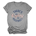 Détail de l'imprimé There's No Crying In Baseball sur un t-shirt gris à col rond - S / gris foncé