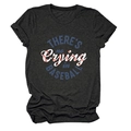 Detail des Rundhals-T-Shirts mit dem Aufdruck There's no Crying in Baseball Grafik - Schwarzgrau Meliert
