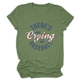 Detailansicht grünes meliertes T-Shirt mit Baseball-Spruch Print und Rundhals - Olivgrün