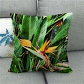 Detailed texture of tropical linen pillowcase with bird of paradise and green leaves - Realistic Bird of Paradise Plant (8)