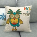 Housse de coussin en lin avec un hibou coloré et l'inscription 'OWL is cute' - 45x45cm / Style Hibou avec Décoration Anglaise Artistique (6)