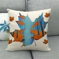 Autumn maple leaf landscape printed on beige linen throw pillow cover for home decor - Maple Silhouette Landscape Style