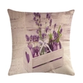 Leinen Kissenhülle mit Lavendel im Glas und Herzholz-Tablett Druck im Landhausstil - 45x45cm / Herz Holzteller Lavendel (12)