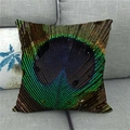 Peacock feather pattern throw pillow cover on a modern grey fabric sofa - Gorgeous Realistic Feather Style 5 (5)
