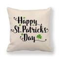 Linen Saint Patrick's Day pillowcase with Happy St. Patrick's Day and clover print - Concise Handwritten Greeting Style (15)