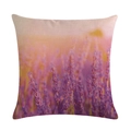Deko-Kissenbezug aus Leinen mit lebhaftem lila Lavendelfeld-Aufdruck bei Sonnenuntergang - 45x45cm / Sonnenuntergang Lavendel Volldruck (16)