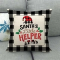 Merry Christmas linen pillow cover with Santa's Little Helper print and buffalo plaid border - 18x18 Inch / SANTA'S Little HELPER Christmas Stockings (7)