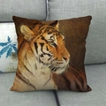 Gedetailleerde textuur van linnen kussenhoes met realistische tijgerkop dierenprint - 45x45 cm / Realistische Tijgerkop Majesteitelijke Stijl (12)