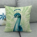 Detailed macro view of the natural linen texture and peacock head watercolor print - Watercolor Dark Blue Peacock Head