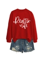 Rotes Realtor life Sweatshirt kombiniert mit zerrissenen Jeansshorts auf weißem Grund - S / Rot (Weiße Schrift)