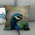 Detailed texture of peacock linen pillowcase with 'you inspire me' text on a sofa - Inspirational Peacock With Quote