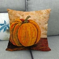 Artistic oil painting pumpkin linen pillow cover on sofa for festive autumn home decoration - 18x18 Inch / Oil Painting Pumpkin (1)