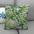 Linen pillowcase with green tropical palm leaf print on a beige background fabric - 18x18 Inch / Beige Palm Leaf (19)