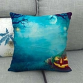 Detailed linen texture of Halloween pillowcase with glowing pumpkin on sofa - 18x18 Inch / Dead Wood Moon Lantern (6)