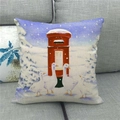 Détail de la taie d'oreiller de Noël en lin avec boîte aux lettres et oies blanches - Oie Blanche et Boîte aux Lettres Rouge sous la Neige (13)