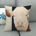 Square rustic cushion cover featuring realistic colorful cow animal print on grey sofa - Dairy Cow Head Painting (2)