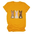 Detail of three decorative rabbits on a yellow t-shirt with floral and leopard textures - S / Mustard Yellow