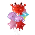 Detail of 6-piece ocean animal balloon set including cartoon crab and starfish foils - Crab Balloon Set