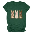 Close-up of the creative rabbit print on dark green short sleeve t-shirt with patterns - S / Vintage Green