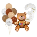 Brown bear balloon set with number 3 for toddler birthday party neutral earth tone decor - Cute Bear Set (Number 3)