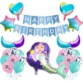 Kit decorazioni festa sirena con palloncini a coda di sirena e striscione Happy Birthday - Set Stile Banner Sirena