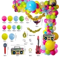 Disco rock party balloon set with retro guitar radio foil balloons and colorful arch kit - Balloon Chain Set