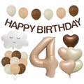 Set decorativo compleanno caramello con palloncino numero 4 e nuvola felice - Numero 4 (数字4)