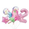 Rosa Feen Prinzessin Ballon Set zum 2. Geburtstag mit Sternen und runden Folienballons - Feen-Nummer 2 Stil