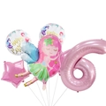 Kit de ballons rose chiffre 6 avec fée et ballons ronds Happy Birthday pour décoration - Style Fée Numéro 6