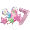 Détail du kit d'anniversaire fée avec ballon chiffre 7 rose et formes d'étoiles - Style Fée Numéro 7