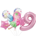 Kit décoration anniversaire fée rose avec grand chiffre 9 et ballons en aluminium - Style Fée Numéro 9