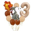 Forest theme balloon set featuring a caramel number 3 with a cute squirrel and maple leaf - Number 3 Style (Type B)