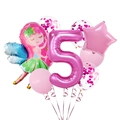 Set palloncini 5 compleanno fata con numero 5 rosa e decorazioni per festa bimba - Fata Stella Numero 5